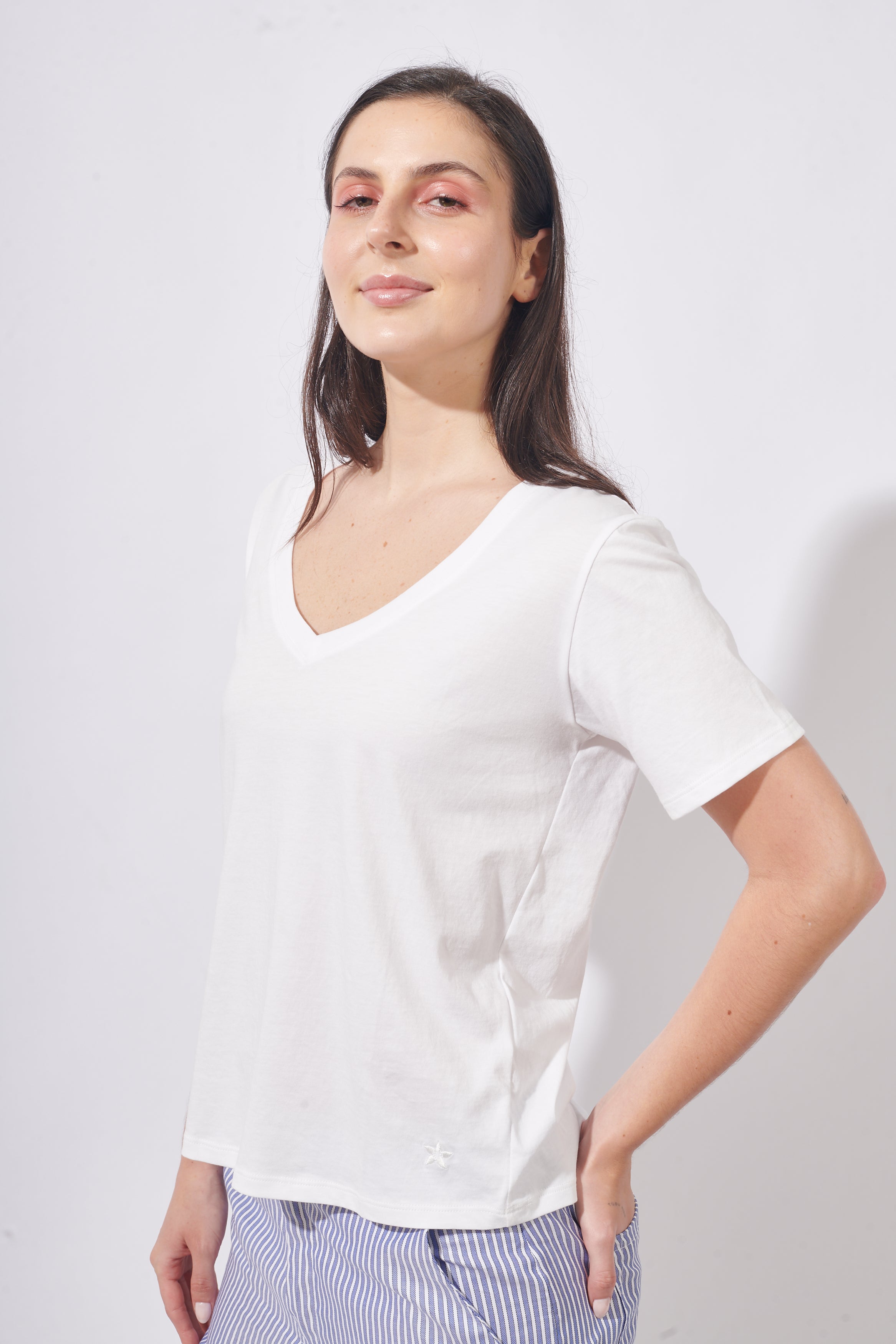 POLO ANDREA CUELLO V 100% ALGODÓN PIMA MANGA CORTA