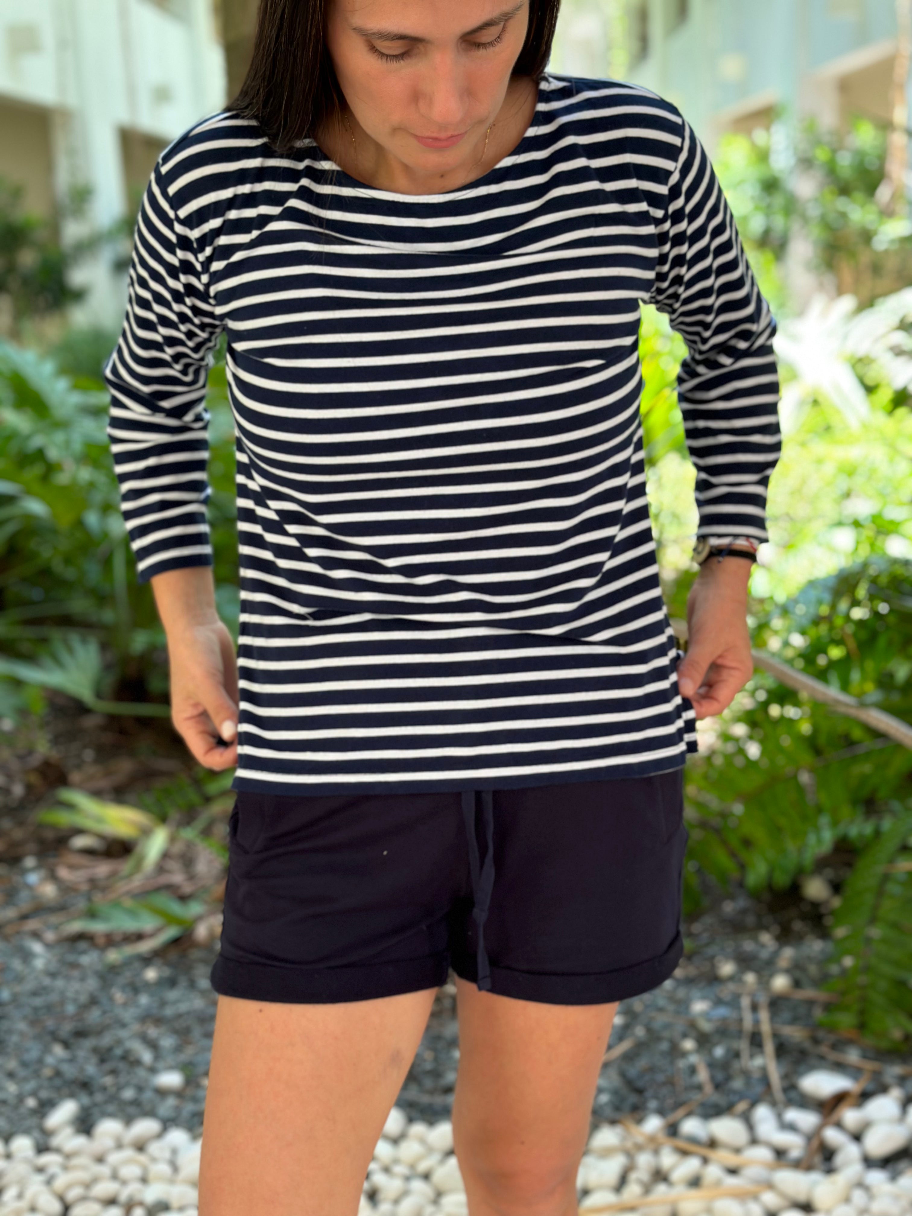 POLO A RAYAS NAVY CUELLO REDONDO pima modal MANGA LARGA