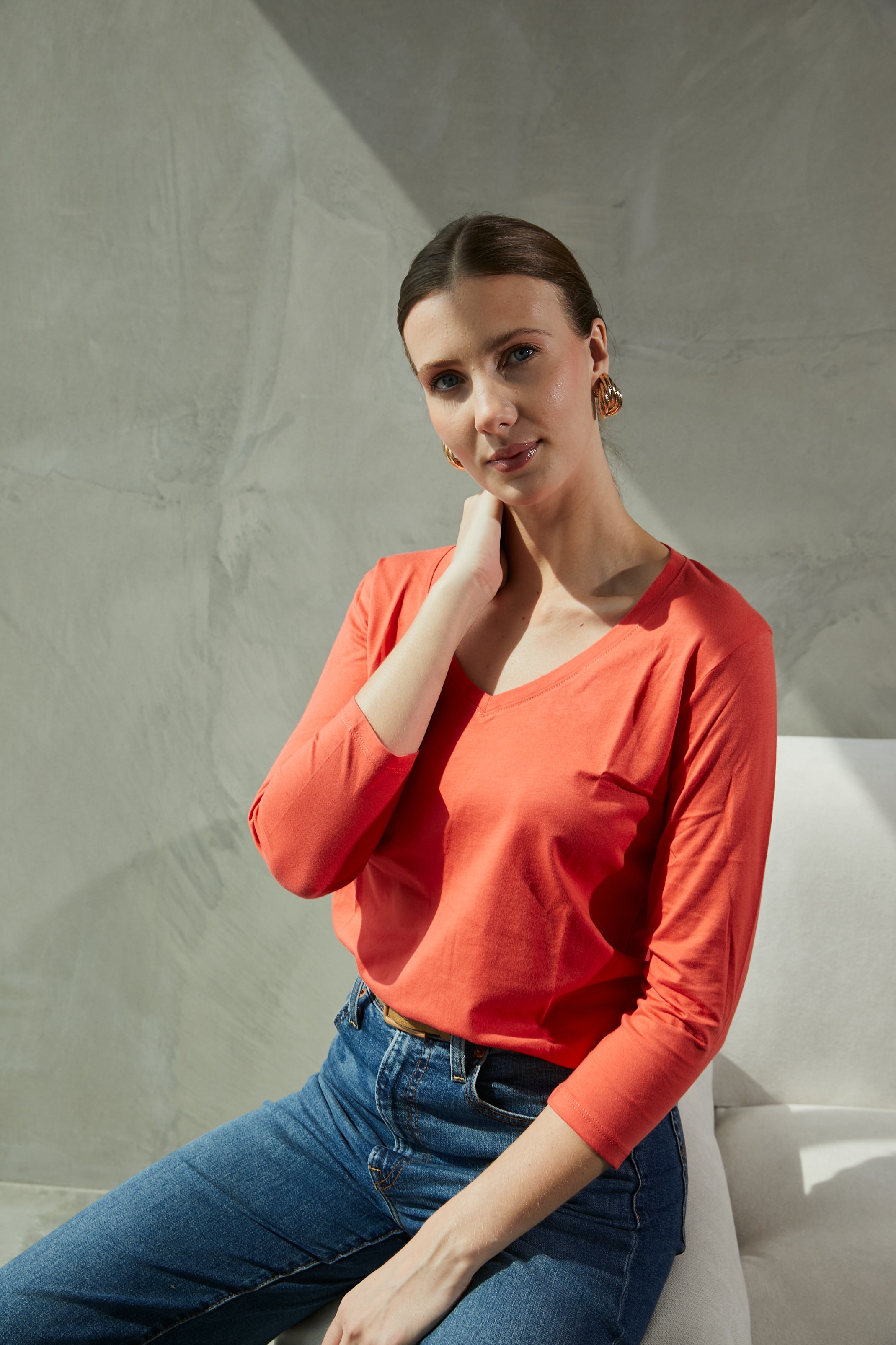 POLO JIME CUELLO V 100% ALGODÓN PIMA MANGA LARGA FIT REGULAR