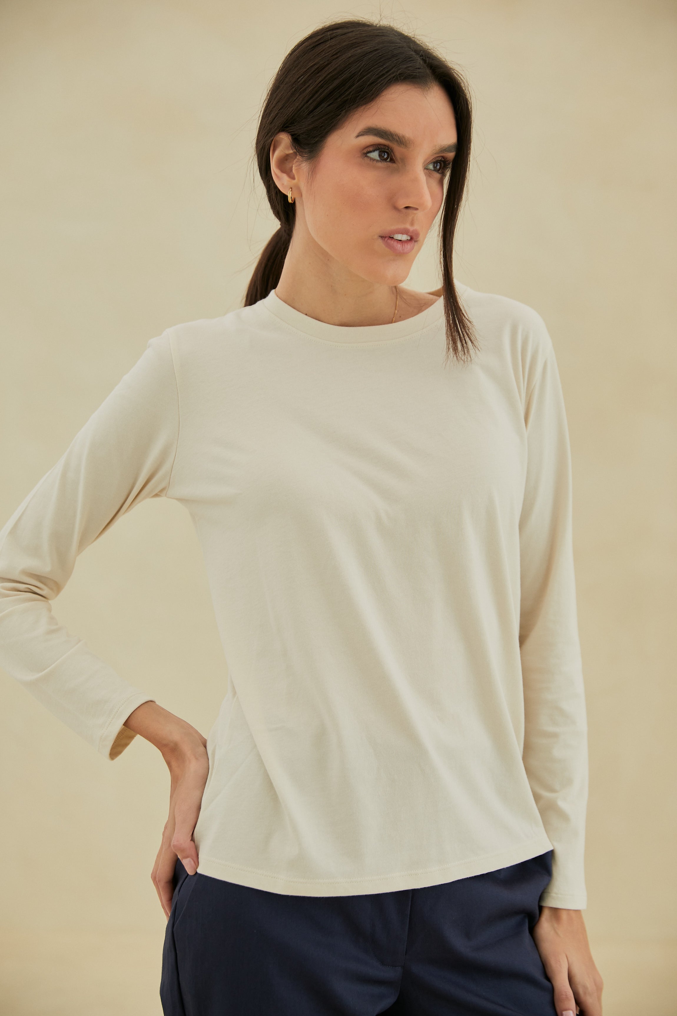 POLO MIA CUELLO REDONDO 100% ALGODÓN PIMA MANGA LARGA