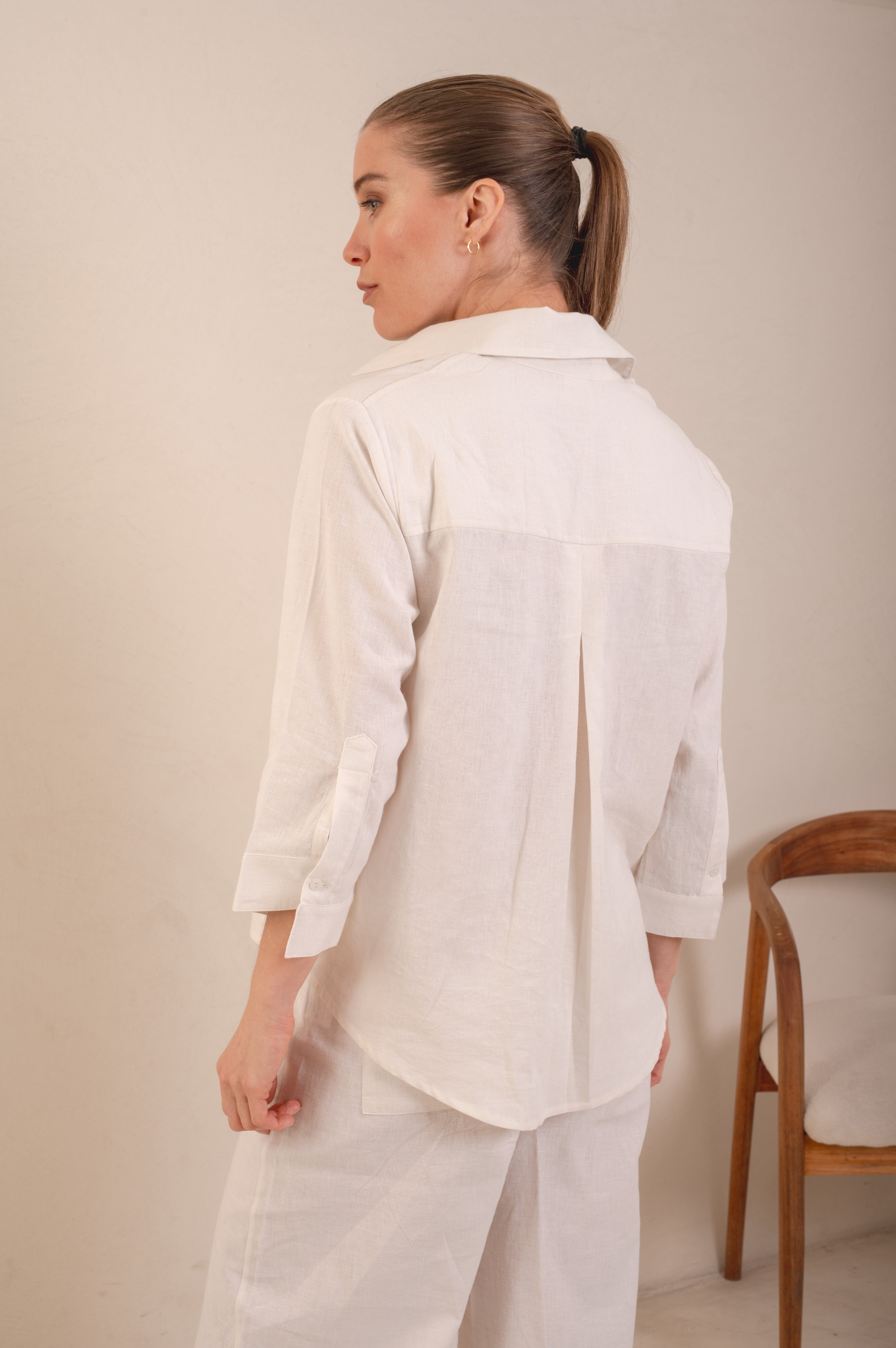 CAMISA LINO MANGA 3/4 BOLSILLO