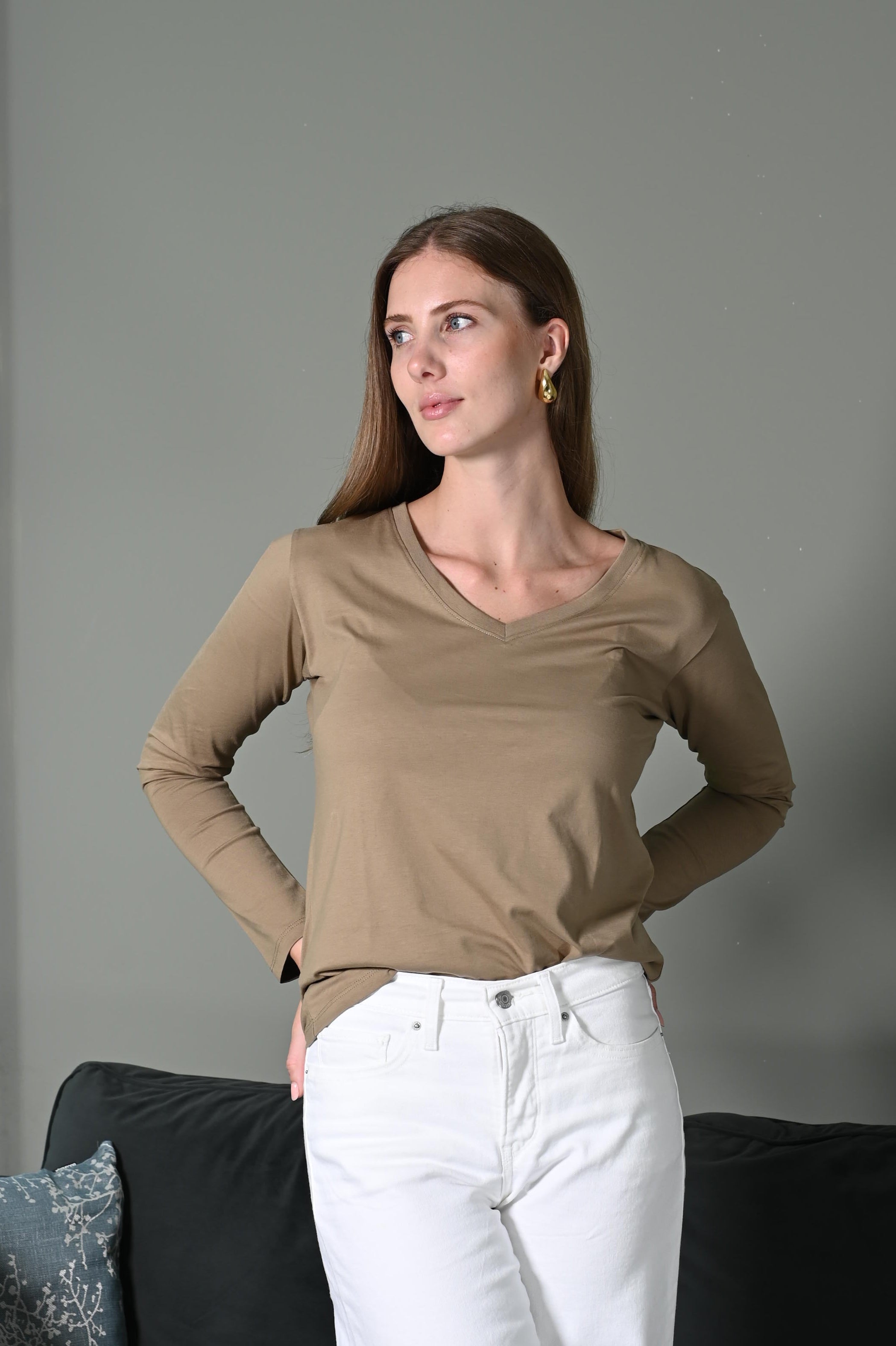 POLO JIME CUELLO V 100% ALGODÓN PIMA MANGA LARGA